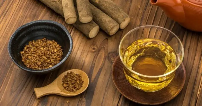 Benefits of Burdock Root - burdock roots and tea on a table