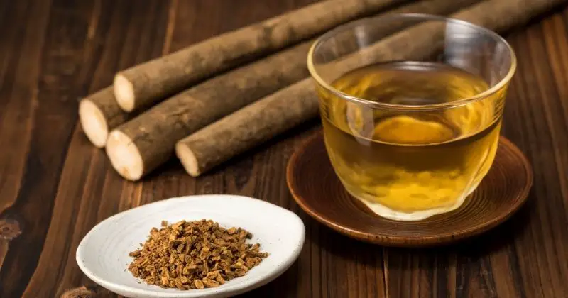 Benefits of Burdock Root - burdock roots and tea on a table